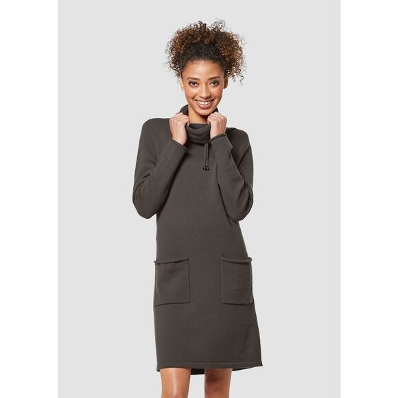 Madeleine Knitted Dress with Wide Turtleneck Virgin Wool Cashmere Sage Green 6 8 - Picture 5 of 12